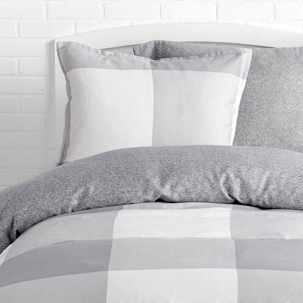 Dormify Dylan Plaid/Perfect Gray Reversible Duvet Cover , full/queen